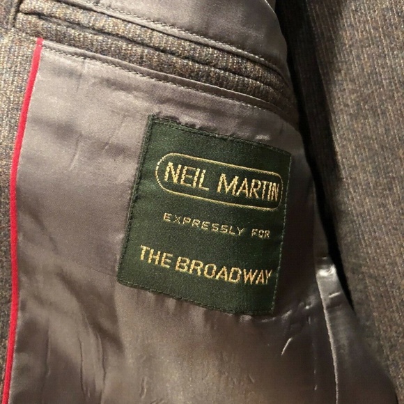 Men's Vintage Neil Martin Gray Pinstriped Pure Wool THE BROADWAY Suit 40 Regular - Picture 10 of 12